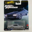 2025 Hot Wheels Premium Fast & Furious Rápidos y Furiosos 1970 Chevrolet Chevelle SS gris Llantas de Goma RR base ZAMAC