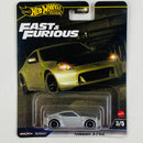 2025 Hot Wheels Premium Fast & Furious Rápidos y Furiosos Nissan 370Z plata Llantas de Goma RR