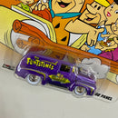 2012 Hot Wheels Premium Nostalgic Brands Hanna Barbera The Flintstones Los Picapiedra 56 Ford F-100 Panel morado metálico Llantas de Goma RR base ZAMAC