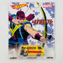 2016 Hot Wheels Pop Culture Marvel Hawkeye 66 Dodge A100 amarillo Llantas de Goma RR redline base ZAMAC