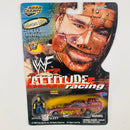 1999 Road Champs JAKKS Pacific NHRA WWF Attitude Racing Mankind 1999 Pontiac Firebird Funny Car granate con Figura de Steve Austin