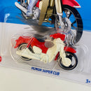 2022 Hot Wheels Factory Fresh Honda Super Cub rojo con blanco MC3 Primera Edición