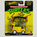 2025 Hot Wheels Premium Pop Culture Teenage Mutant Ninja Turtles Tortugas Ninja TMNT Party Wagon amarillo Llantas de Goma RR