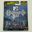 2025 Hot Wheels Premium Pop Culture Headbangers Ball HW Tour Bus negro Llantas de Goma RR base ZAMAC