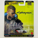 2024 Hot Wheels Premium Pop Culture Cyberpunk 2077 Keanu Reeves Porsche 911 Turbo (930) plata metálico Llantas de Goma RR