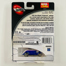 2003 Hot Wheels 100% Preferred Rod & Custom 34 Ford Roadster azul metálico con blanco Llantas de Goma RR base ZAMAC