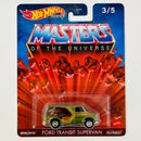 2022 Hot Wheels Premium Pop Culture Masters of the Universe He-Man Ford Transit Supervan verde Llantas de Goma RR base ZAMAC