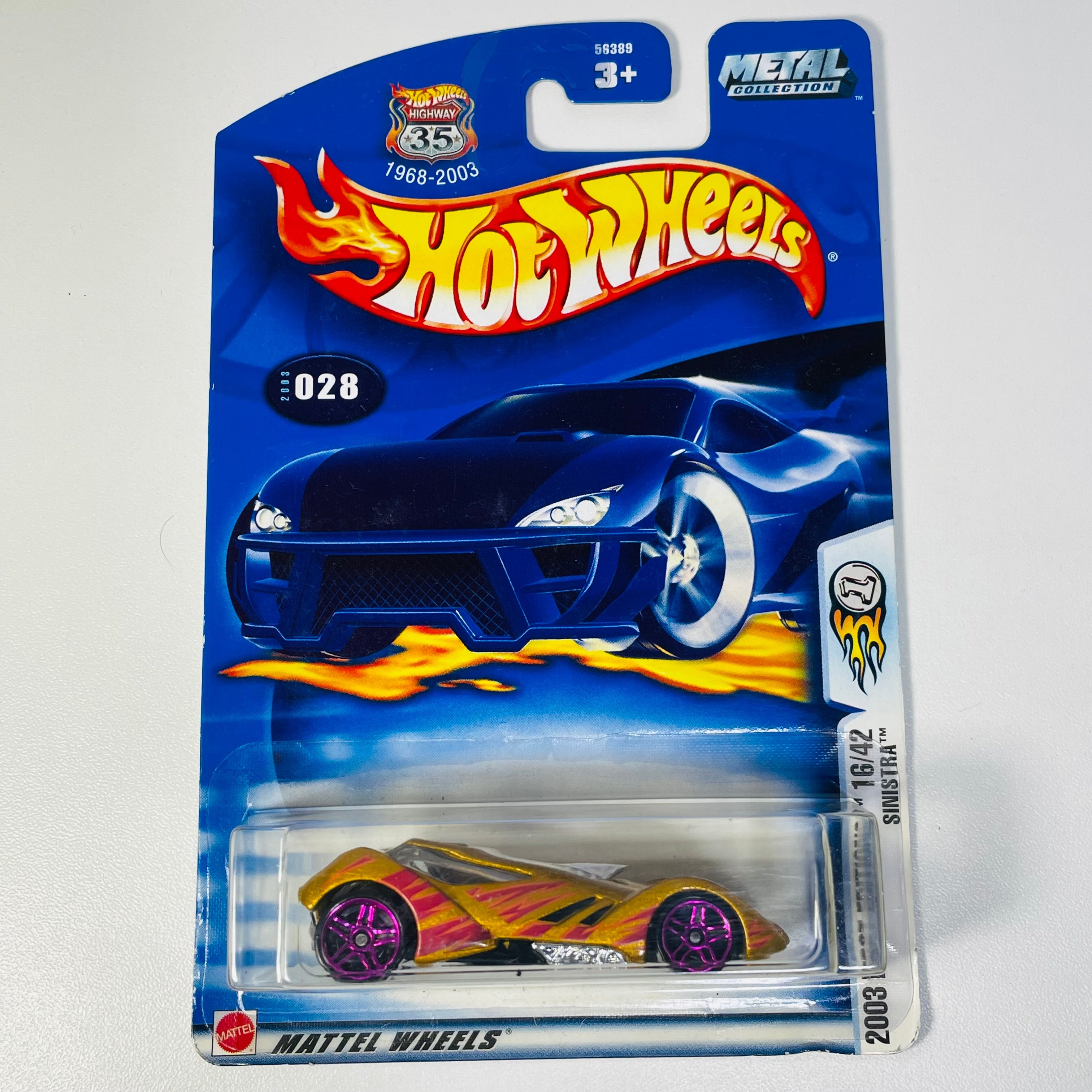 2003 Hot Wheels First Editions #28 Sinistra Gold PR5 Wheels 1/64