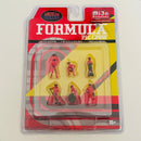 2026 American Diorama MiJo Exclusives 1:64 Limited Edition Formula Pit Crew Team Red Figuras Equipo de Boxes F1