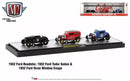 2023 M2 Machines Limited Edition 1/2,750 Edelbrock Equipment Co. Set de 3 - 1932 Ford Roadster, 1932 Ford Tudor Sedan & 1932 Ford Three Window Coupe HS02 con Llantas de Goma