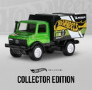2026 Hot Wheels Collector Edition Dollar General Mail-In Mercedes-Benz Unimog U 1300 L verde Spectraflame Llantas de Goma RR