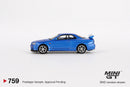 2024 Mini GT MiJo Exclusives 1:64 Limited Edition Nissan Skyline GT-R R34 V-Spec Bayside Blue azul Llantas de Goma
