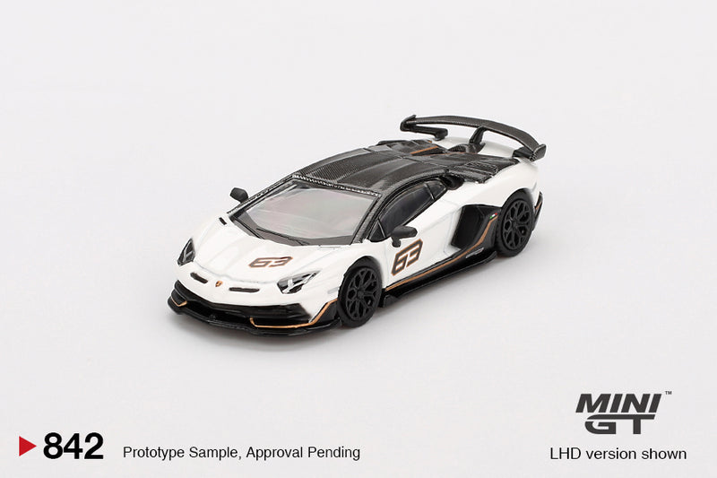 2025 Mini GT MiJo Exclusives 1:64 Limited Edition Lamborghini Aventador SVJ 63 Bianco Asopo blanco Llantas de Goma
