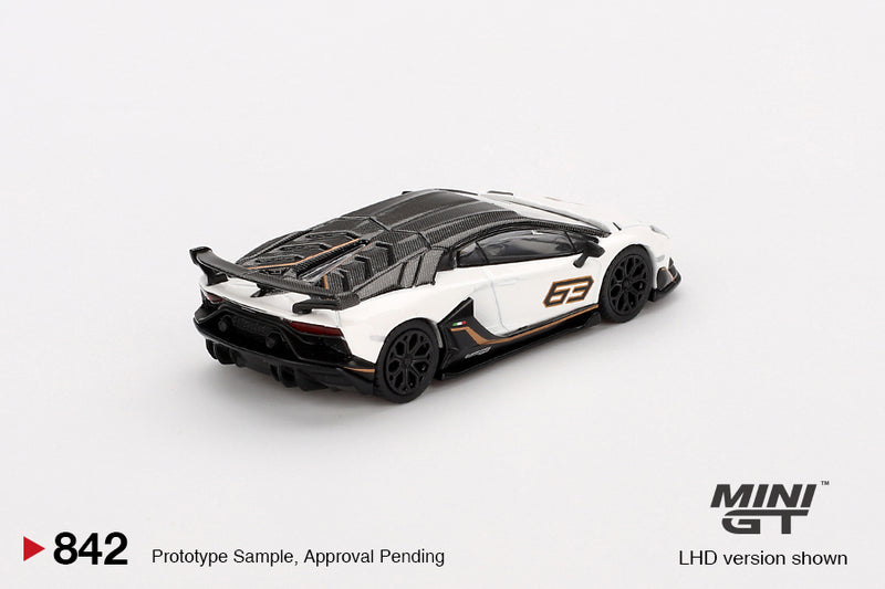 2025 Mini GT MiJo Exclusives 1:64 Limited Edition Lamborghini Aventador SVJ 63 Bianco Asopo blanco Llantas de Goma