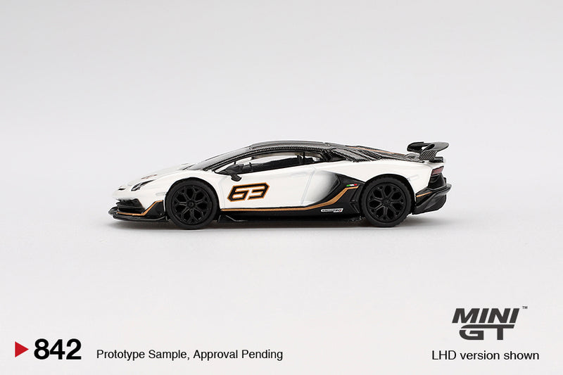 2025 Mini GT MiJo Exclusives 1:64 Limited Edition Lamborghini Aventador SVJ 63 Bianco Asopo blanco Llantas de Goma