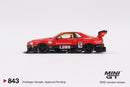 2025 Mini GT MiJo Exclusives 1:64 Limited Edition Nissan LB-ER34 Super Silhouette SKYLINE Red/Black rojo con negro Llantas de Goma