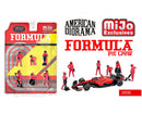 2026 American Diorama MiJo Exclusives 1:64 Limited Edition Formula Pit Crew Team Red Figuras Equipo de Boxes F1