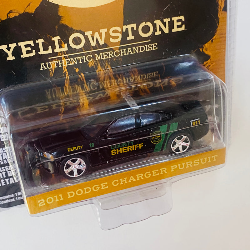 2022 Greenlight Hollywood Yellowstone 2011 Dodge Charger Pursuit negro Llantas de Goma