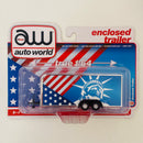 2021 Auto World Enclosed Trailer con Estatua de la Libertad y bandera de los Estados Unidos blanco Llantas de Goma