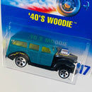 1998 Hot Wheels 40s Woodie Ford 217 turquesa 5DOT base ZAMAC
