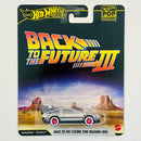 2026 Hot Wheels Premium Pop Culture Back To The Future Time Machine 1955 DeLorean DMC-12 Volver Al Futuro plata metálico Llantas de Goma RR