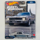 2023 Hot Wheels Premium Fast & Furious Rápidos y Furiosos F9 1970 Chevrolet Nova SS plata metálico Llantas de Goma RR