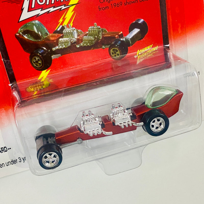 2000 Johnny Lightning Topper Series Custom Dragster rojo metálico