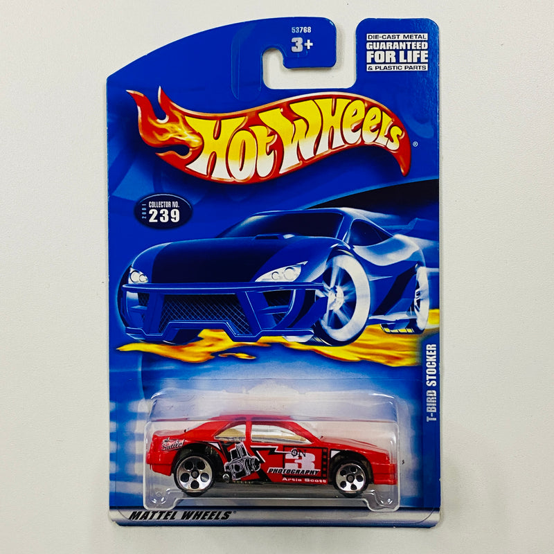 2001 Hot Wheels 1989 Ford Thunderbird T-Bird Stocker 239 rojo 5DOT base ZAMAC