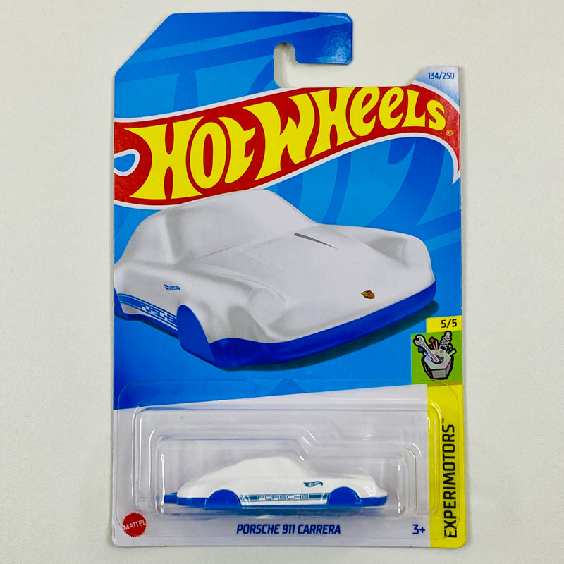 2024 Hot Wheels Experimotors Porsche 911 Carrera blanco con azul Primera Edición - Llavero