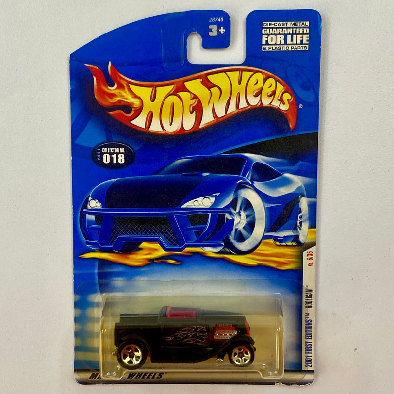 2001 Hot Wheels First Editions 1932 Ford Roadster Pickup Hooligan 018 negro 5SP base ZAMAC Primera Edición