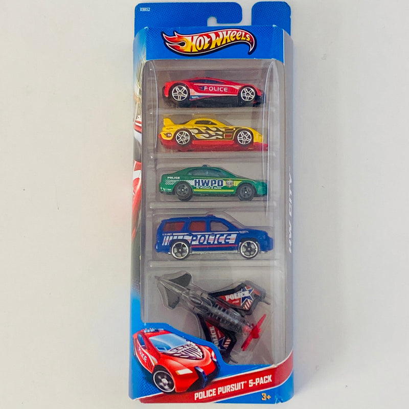 2014 Hot Wheels Police Pursuit 5 Pack Set de 5 - Speed Trap, 24/Seven, Ford Fusion, 07 Chevy Tahoe, Poison Arrow