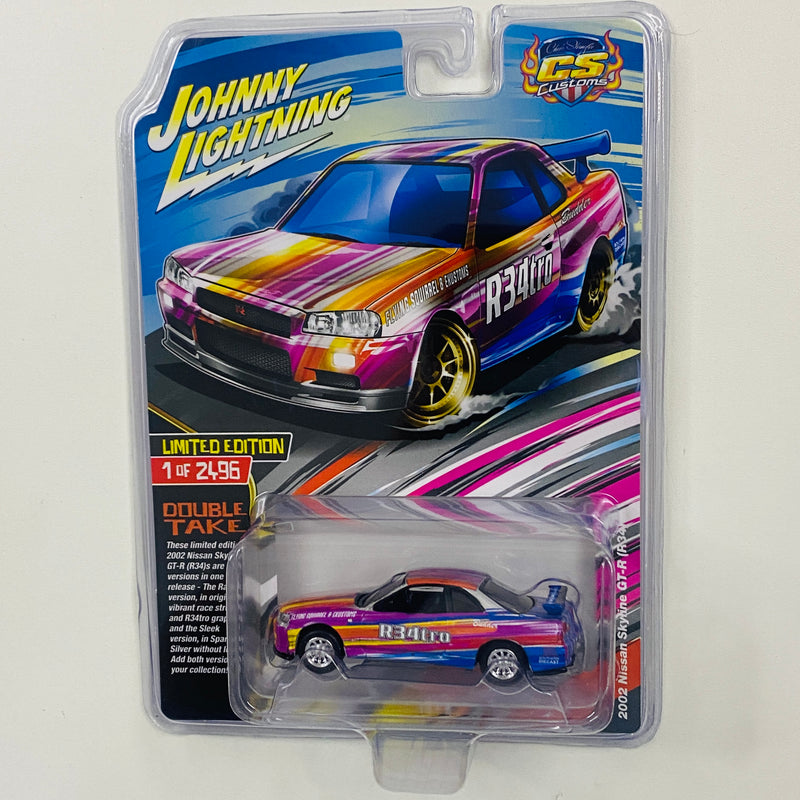 2024 Johnny Lightning Limited Edition 1/2,496 CS Customs Double Take 2002 Nissan Skyline GT-R R34 multicolor Llantas de Goma