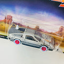 2026 Hot Wheels Premium Pop Culture Back To The Future Time Machine 1955 DeLorean DMC-12 Volver Al Futuro plata metálico Llantas de Goma RR