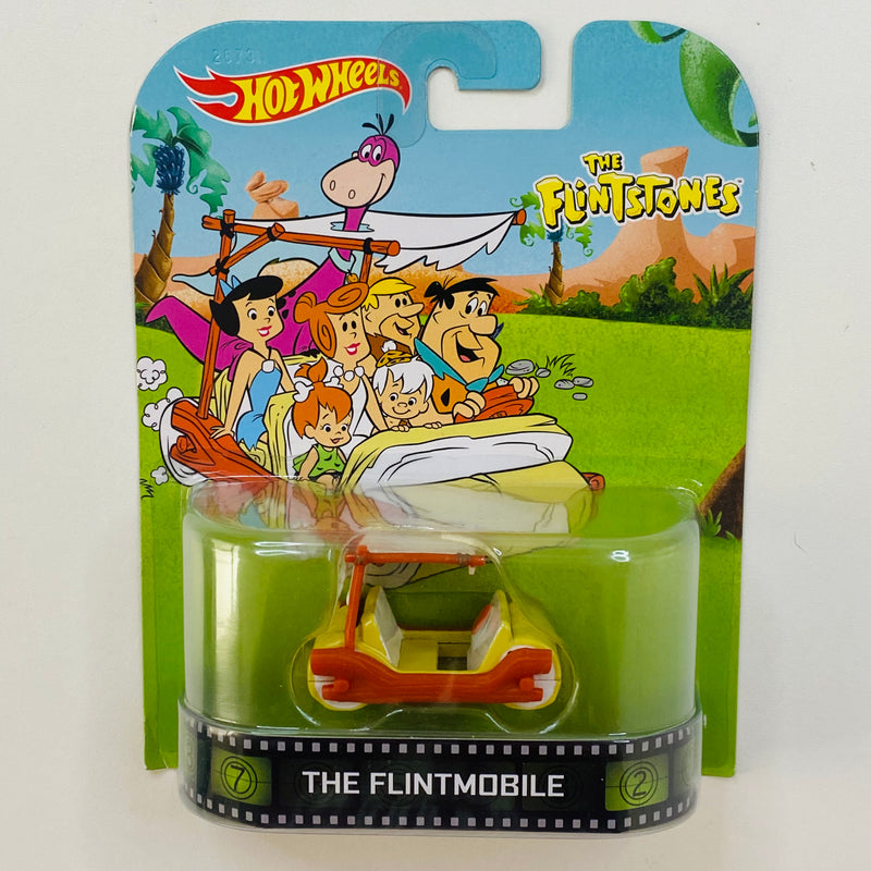 2014 Hot Wheels Premium Entertainment The Flintstones Flintmobile Troncomóvil de Los Picapiedra naranja 5SP