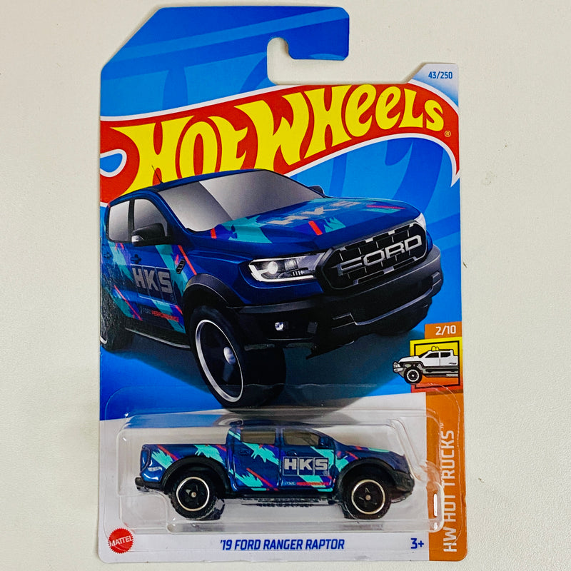 2024 Hot Wheels HW Hot Trucks 19  Ford Ranger Raptor azul oscuro metálico BAJA5