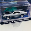 2023 Greenlight Hollywood John Wick 1969 Ford Mustang BOSS 429 gris Llantas de Goma