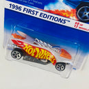 1996 Hot Wheels First Editions Turbo Flame Sizzlers blanco 5SP base ZAMAC variante de nombre