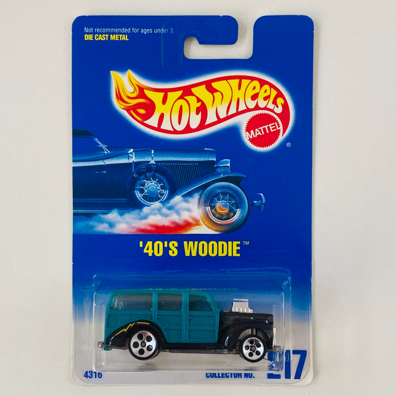 1998 Hot Wheels 40s Woodie Ford 217 turquesa 5DOT base ZAMAC