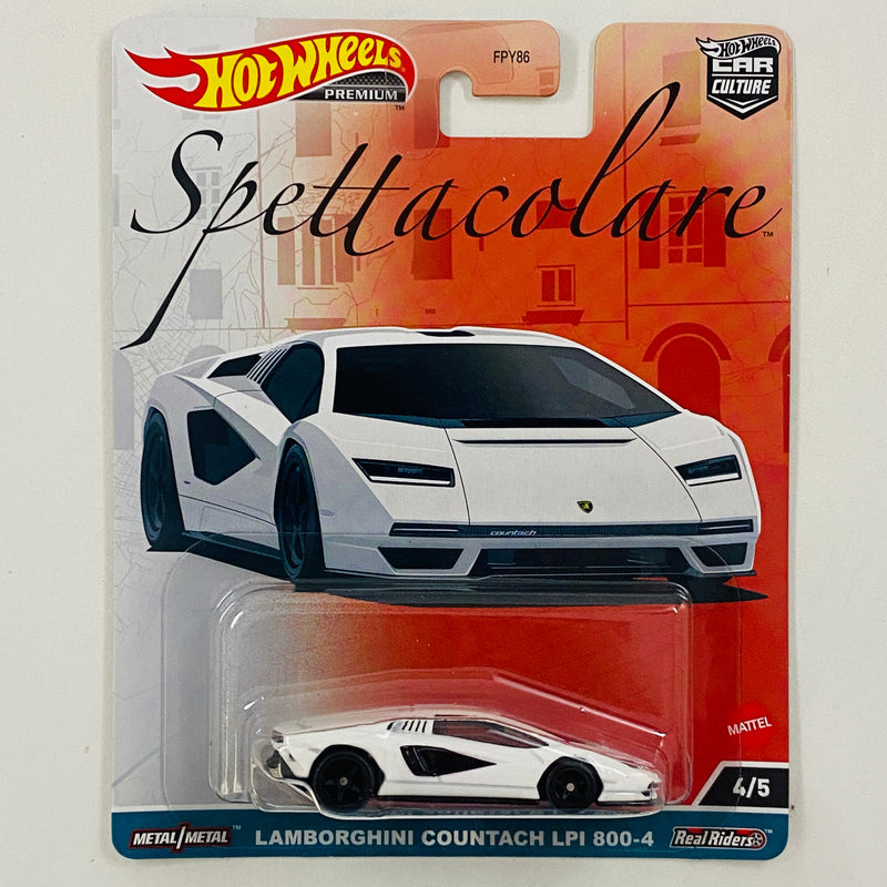 2023 Hot Wheels Premium Car Culture Spettacolare Lamborghini Countach LPI 800-4 blanco Llantas de Goma RR Primera Edición