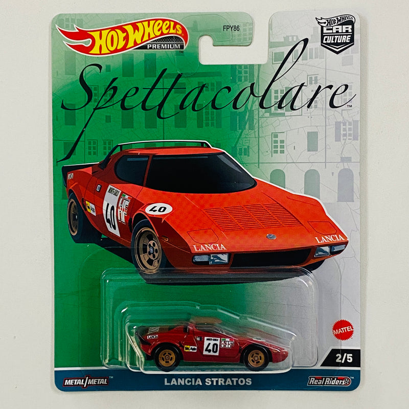 2023 Hot Wheels Premium Car Culture Spettacolare Lancia Stratos rojo Llantas de Goma RR