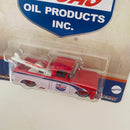 2023 Hot Wheels Premium Pop Culture Vintage Oil Lucas Oil Custom 62 Chevy Pickup rojo Llantas de Goma RR base ZAMAC