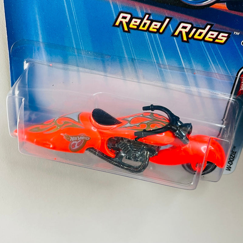 2005 Hot Wheels Kmart Exclusive Rebel Rides W-Oozie 078 naranja fluorescente MC3 base ZAMAC