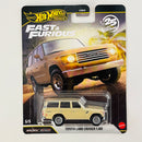 2026 Hot Wheels Premium Fast & Furious 25th Anniversary Rápidos y Furiosos Toyota Land Cruiser FJ60 beige Llantas de Goma RR base ZAMAC