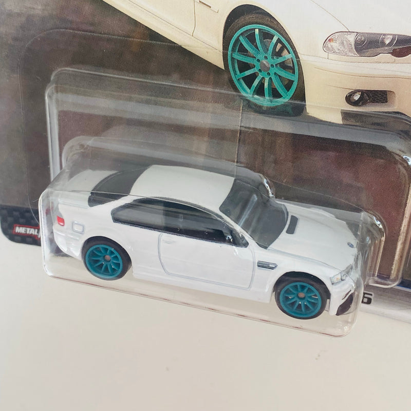 2023 Hot Wheels Premium Fast & Furious Rápidos y Furiosos BMW M3 E46 blanco Llantas de Goma RR