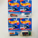 1995 Hot Wheels Photo Finish Series Colección Set de 4 - Ford Aerostar, Flyin Aces Blimp, Peterbilt Tank Truck, Hiway Hauler