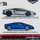 2022 Hot Wheels Premium Car Culture Lamborghini 2 Pack Set de 2 - Lamborghini Aventador Coupe y Lamborghini Huracán LP 610-4 con Llantas de Goma RR