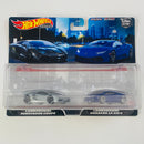 2022 Hot Wheels Premium Car Culture Lamborghini 2 Pack Set de 2 - Lamborghini Aventador Coupe y Lamborghini Huracán LP 610-4 con Llantas de Goma RR