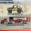 2020 Matchbox Convoys Skyjacker Camión LoneStar Cab & Box Trailer con 1972 Ford Bronco 4x4