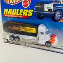 1999 Hot Wheels Haulers Fire Walker Fuel Co Camión Cisterna blanco con negro 7SP
