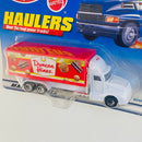 1999 Hot Wheels Haulers Duncan Hines Camión Trailer blanco con rojo 7SP